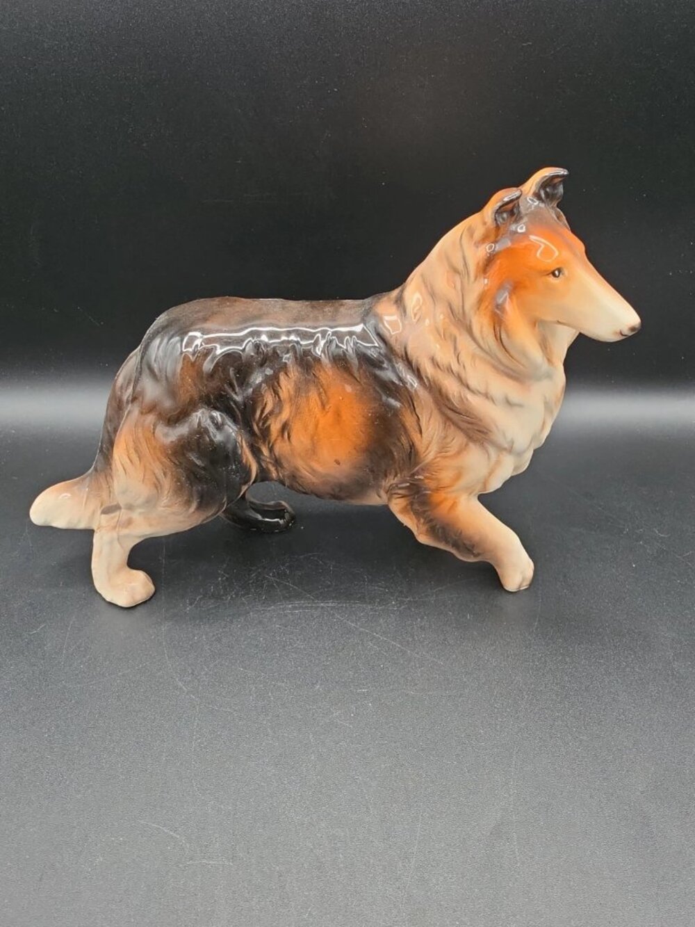Vintage Porcelain Collie Shelty Dog Figurine 8in Ceramic Japan